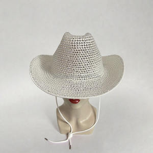 ユニセックスキラキラダイヤモンドフェルトカウボーイハットラインストーンスパークリングピンクカウガールハット男性用スポーツアウトドアパーティー用コスチューム - Product Image 5