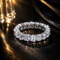 Bague Tennis en Argent Sterling S925 avec Moissanite, Bague Éternité Scintillante Entièrement Pavée de Pierres, Bijoux Hip-Hop Raffinés, Cadeau pour Hommes et Femmes