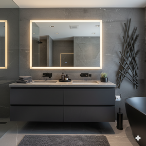 Miroir mural rectangulaire moderne de qualité supérieure, sur mesure, avec cadre, miroir LED <span class=keywords><strong>LUCIEN</strong></span>, directement de l'usine - Product Image 2