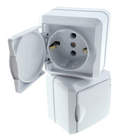 Prise murale étanche standard européenne à insertion profonde, simple, avec protection de la prise, 16A 250V, blanche