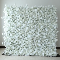 Mur de fleurs artificielles en tissu 5D personnalisé pour décoration de mariage, toile de fond en soie rouge avec roses artificielles – Vente chaude