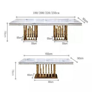 Luxe eettafelset marmer voor 4-8 stoelen, eettafelset met marmeren blad en 6 stoelen - Product Image 4
