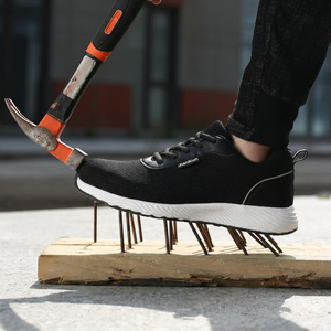 Zapatillas de seguridad de corte bajo con puntera de acero estándar europeo, resistentes a perforaciones en la entresuela, transpirables para el empeine, ideales para el trabajo de verano. - Product Image 3