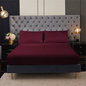 Colorful Moisture Wicking 4 Pcs Twin Xl Bedding Sheet Hotel Home Bedroom Single Twin King Queen Size Bamboo Fitted Bed Sheet Set