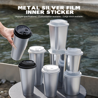 Gobelets à café jetables en plastique PP de 90 mm avec logo personnalisé, 360 ml, pour boissons chaudes, avec film argenté métallisé et étiquetage moulé, pour café