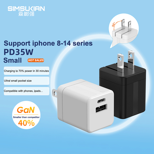 PD35W USB C Fast Charger QC PD3.0 3A Output 18W Fast Mobile Charger for Ipods 24V/9V/5V DC Output Plug-In UK US Euro Plug