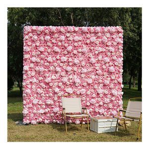 DKB artificiel décoratif 8ft x 8ft retrousser la toile de fond de panneau mural floral de fleur de soie - Product Image 1