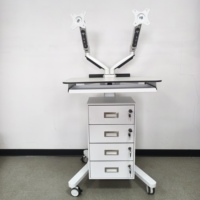 Chariot médical informatique moderne en aluminium réglable en hauteur avec 4 tiroirs pour usage hospitalier