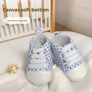 Chaussures de bébé populaires pour garçons chaussures de <span class=keywords><strong>marche</strong></span> à semelles souples chaussures en toile décontractées avec lacets <span class=keywords><strong>avant</strong></span> et semelle intérieure EVA ventes directes d'usine - Product Image 3