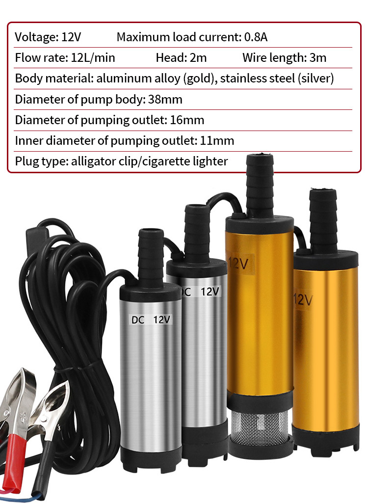 Pompe à Eau/aluminium Submersible Avec Clip - Neuf Sous Emballage - 210x80x60mm - Puissance électrique