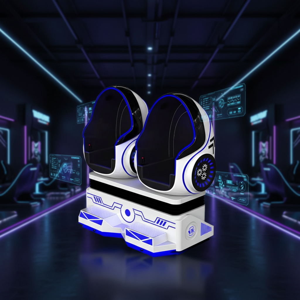 Indoor Commercial Steel 9D VR Cinema Egg Chair | Adventure Park Theme, 2-Seat Motion Simulator, Virtual Reality Arcade Machine (Kuwait)