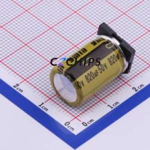 ตัวเก็บประจุ VKML2101H821MV อลูมิเนียมอิเล็กโตรไลต์ SMD D12.5xL21mm 820uF 20% 50V 2.41A-100kHz - Product Image 1