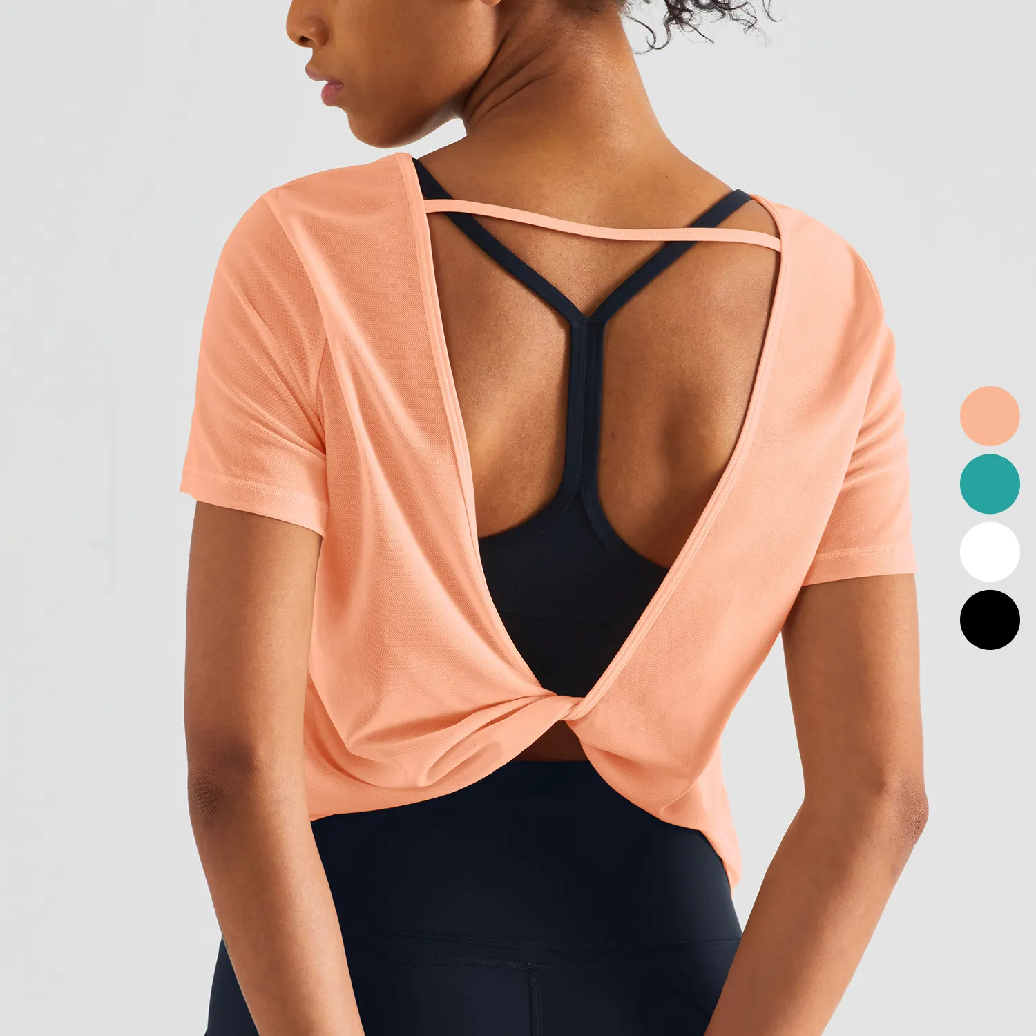 Summer Trendy Quick-drying Hollow Out Yoga Short Sleeve Top Running Workout Sportswear Fitness Gym Shirts for Women