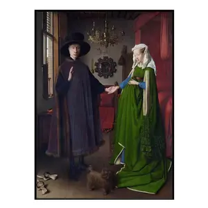 Jan Van Eyck 'S Klassieke Meesterwerk Arnolfini Portret Muurkunst Olieverfschilderij Reproducties Handgeschilderd Op Canvas Realistische Stijl