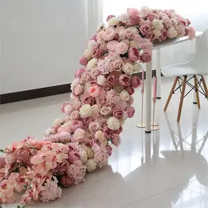 Table Garland Artificial Babys Breath White Rose Centerpiece Flower Arch Flower Runner For Wedding Event Decor Decoration
