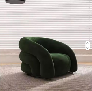 Modern Curved Velvet Accent <b>Chair</b> Luxury Light Lounge <b>Chair</b> Commercial Furniture Hotel Lobby Cafe Living Room Reception Area - Product Image 3