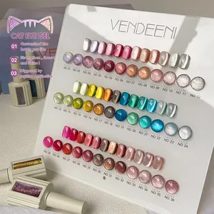 Vendeeni 36 màu sắc mèo mắt Gel Polish Set không độc hại gel sơn móng tay 15ml Hema miễn phí từ UV Gel Polish nghệ thuật nhà máy OEM