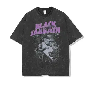 Maglietta da uomo di alta qualità all'ingrosso di SABBATH nero Streetwear magliette Vintage oversize in cotone 100%