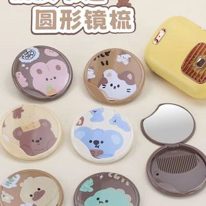 Cute Round Makeup <b>Mirror</b> With Comb Portable Folding <b>Mirror</b> For Travel And Daily Use - Product Image 1