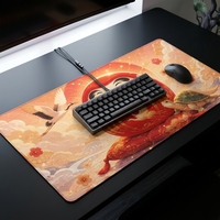 Tapis de souris de jeu de style anime Daruma XXL, tapis de bureau antidérapant, surface tissée en microfibre, logo personnalisé pour le jeu et le bureau