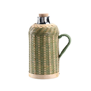 กระติกน้ำร้อนสุญญากาศสแตนเลสทรงกลมแบบสานจากไม้ไผ่ Baoqing พร้อมฝาไม้ก๊อก สำหรับใช้ในบ้าน ห้องน้ำชา ร้านอาหาร - Product Image 5