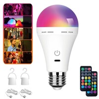 Ampoule LED globe sans fil rechargeable RGB colorée A65 avec télécommande, base à vis E26/E13/B22, USB, pour armoire