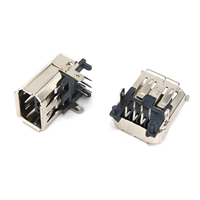 Konektor Wanita IEEE 1394 6 Pin Sudut Kanan DIP SMT Firewire 400 Jack Socket dengan Cangkang Logam Terlindungi dan Isolator Tahan Suhu Tinggi untuk Servo