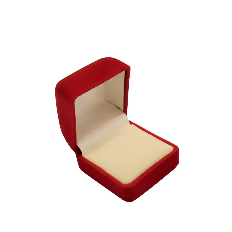 Red Empty Vintage Small Velvet Packaging Boxes Custom Logo Jewelry For Proposal Ring