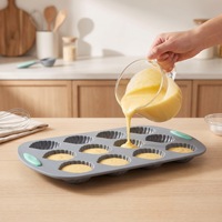 Ensemble de moules à pâtisserie en silicone, 4 pièces, moules à madeleines et à brownies avec poignées pour la cuisson au four