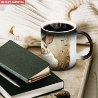 Mug personnalisé avec photo d'animal de compagnie, sublimation, 11 oz, noir givré, livraison directe, tasse magique changeante de couleur à la chaleur en céramique