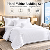 Ensemble de literie blanche pour hôtel, ensemble de linge de lit de luxe 4 pièces, housse de couette douce, drap, taies d'oreiller pour chambre d'hôtes