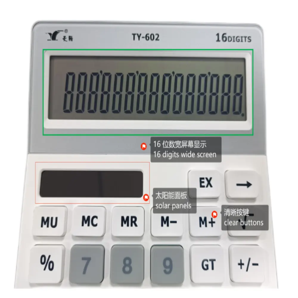 16 Cijfers General Purpose Calculator Batterij En Zonne-Energie Desktop Calculator