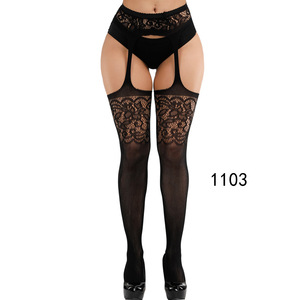 Zs243 Lingerie sexy pour femme, bas longs opaques, porte-jarretelles, collants élastiques transparents patchwork, livraison directe - Product Image 3