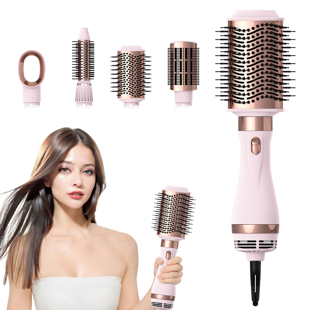 New One-step DC Motor Hair Dryer Brush Professional Hot Air Brush Wholesale 5 in 1 Hot Air Brush and Volumizer