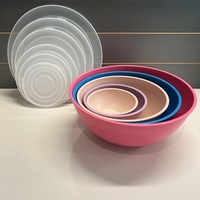 Grand ensemble rond de saladiers de fruits Rpet de couleur couture avec couvercle en PE