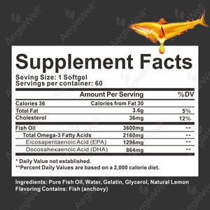 Aeglewell Triple Strength Omega 3 Cápsulas Softgel de aceite de pescado Suplemento para hombres y mujeres - Product Image 6