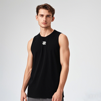 Özel Tasarım Erkek Kolsuz Atlet Fitness Tişörtleri Hızlı Kuruyan %100 Polyester Tüylenmez Çekmez O-Yaka Yazlık