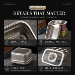 Pure Titanium Food Storage <b>Containers</b> with <b>Plastic</b> Airtight Lid Minimalist Design Baby Safe Non-Toxic BPA Free - Product Image 2