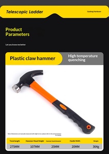 <span class=keywords><strong>Marteau</strong></span> à griffes pour électricien et <span class=keywords><strong>charpentier</strong></span> avec manche en plastique, 275 mm, qualité industrielle et bricolage, multifonctionnel pour la construction et la menuiserie - Product Image 3