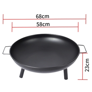 Brasero d'extérieur robuste en acier BSCI, pour bois, diamètre 55 cm, avec pieds robustes, revêtement noir, 10000-14999 BTU - Product Image 3