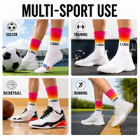 Chaussettes mi-mollet respirantes personnalisées à motif dégradé et maille, avec logo et motif de bout personnalisés, idéales pour le cyclisme et l'entraînement de course à pied