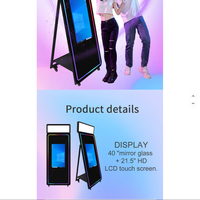 Miroir Magique Intelligent 43 Pouces Compatible Appareil Photo Reflex Numérique Cabine Photo pour Fêtes 3-6 Personnes Contrôle Tactile USB Verre Trempé & Métal