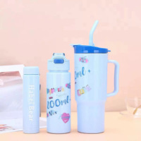 Tasse de grande capacité 40oz 3pcs tasse à café de voiture avec poignée et paille bouteille d'eau de sport de voyage
