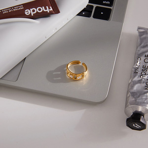 18K Gold Stainless Steel Zircon <b>Open</b> <b>Ring</b> Geometric Shape Prong Setting Unisex Fashion Jewelry Gift - Product Image 4