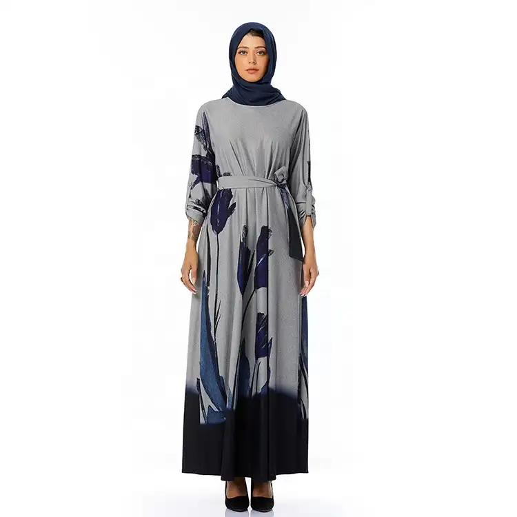 Vestido longo moda outono e inverno feminino, vestido longo casual islâmico material clássico design turco mais tarde 2021