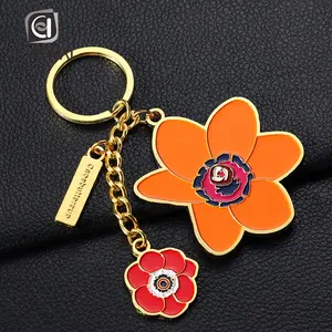 Tùy Chỉnh Vàng Kim Loại Mềm Men Logo Tag Hỗn Hợp Keychain Flower Crown