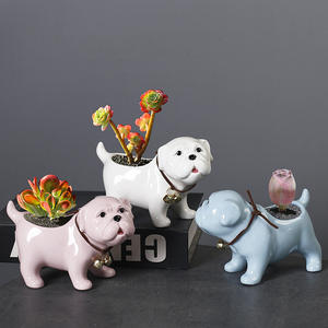 Pot de fleurs en céramique créatif avec un design mignon de chien <span class=keywords><strong>Shar</strong></span> <span class=keywords><strong>Pei</strong></span>, durable pour les plantes succulentes et les plantes - Product Image 2