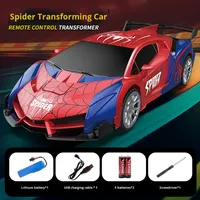 Voitures télécommandées Transform Rc Cars 2.4Ghz, échelle 1:18, robot à déformation à un bouton, rotation à 360° °   Jouets de voiture rotatifs pour garçons
