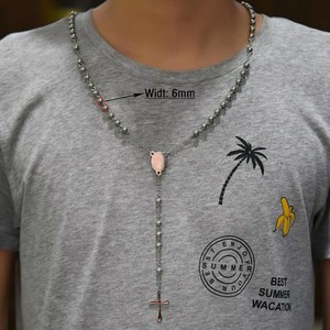 <span class=keywords><strong>Collana</strong></span> <span class=keywords><strong>Rosario</strong></span> in Acciaio Inossidabile per Uomo e Donna, Catena con Perline Religiose, Ciondolo Croce con Moneta Cristiana, Accessori Gioielli Gesù - Product Image 2