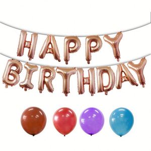 Ballons en latex or rose, ballons en feuille d'aluminium en forme de lettres et de chiffres, ensembles de bannières pour les décorations de fêtes d'anniversaire, de mariages et d'événements - Product Image 2